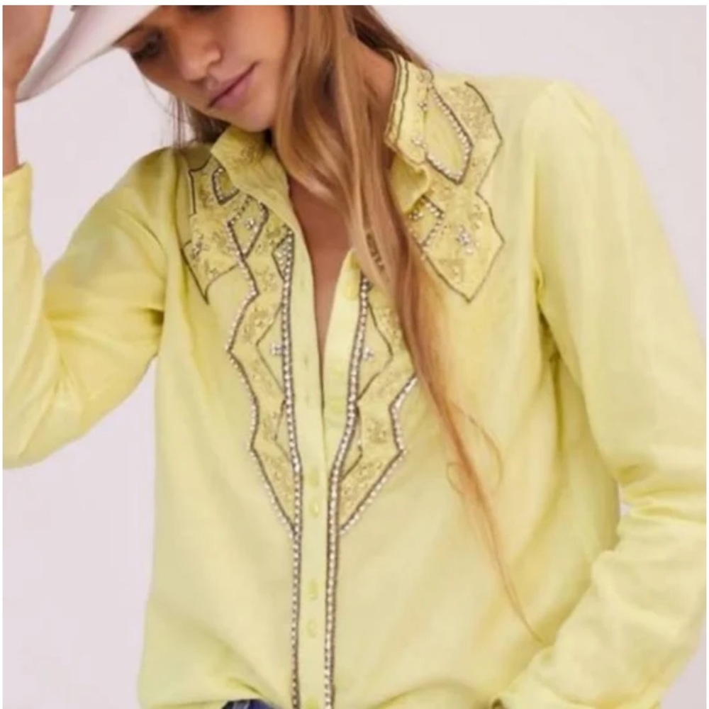 Anthropologie Pilcro sequin button down size x-small